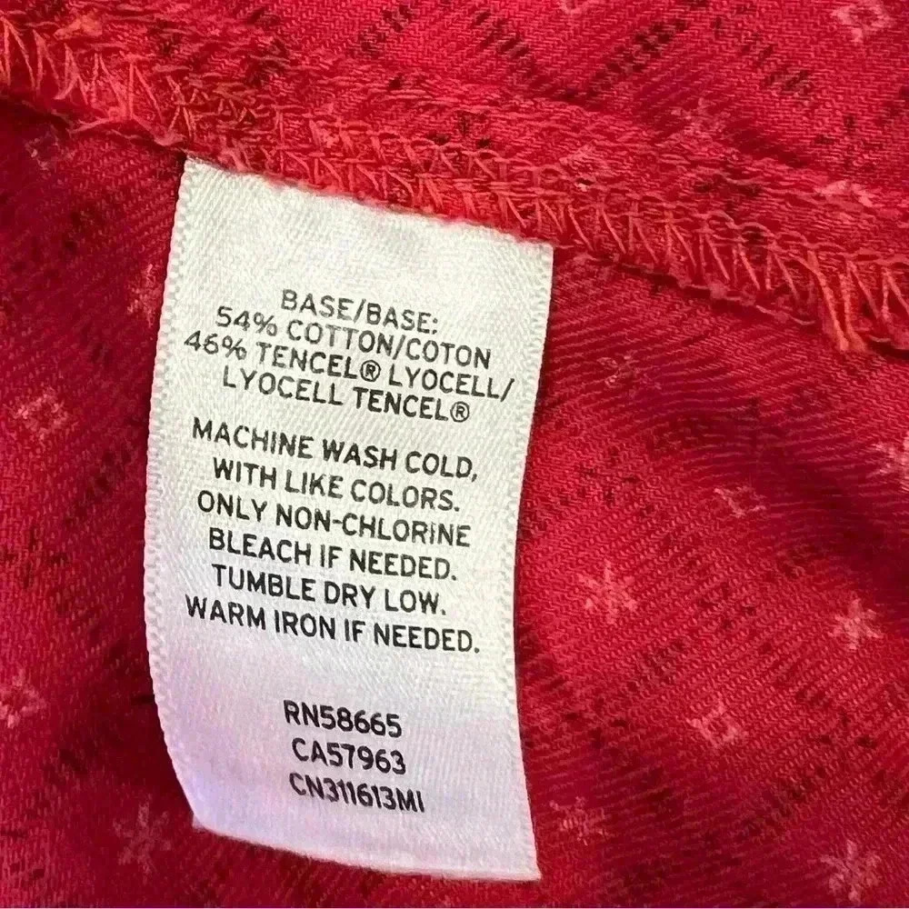 CASLON Red Dimond Pattern Cotton/Tencel two Front Pockets Button Shirt Med soft - Picture 7 of 8
